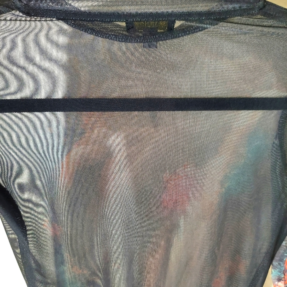 AFRM Black/Multi Waterfall Floral Sheer Thumbwhole Sleeve Top WM Size XS NWT - Picture 11 of 12